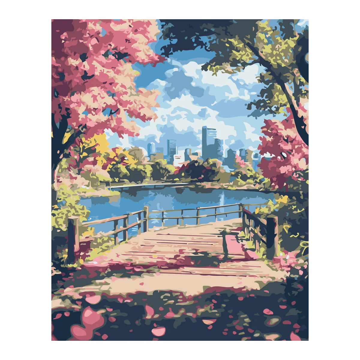 Cherry Blossom City Park completed artwork on a clean white background