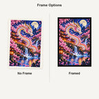 Cherry Blossom Eastern Dragon Pagoda — No Frame and Framed style comparison