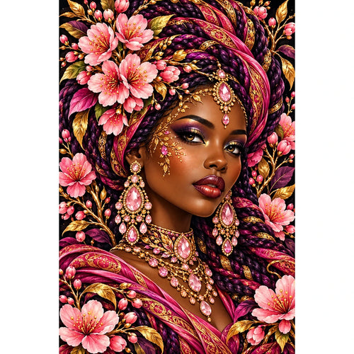 Cherry Blossom Queen original artwork on white background