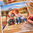Diamond painting process for Children Kissing on the Dock Diamond Painting Kit