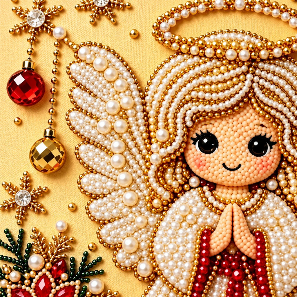Christmas Angel pearl painting detail