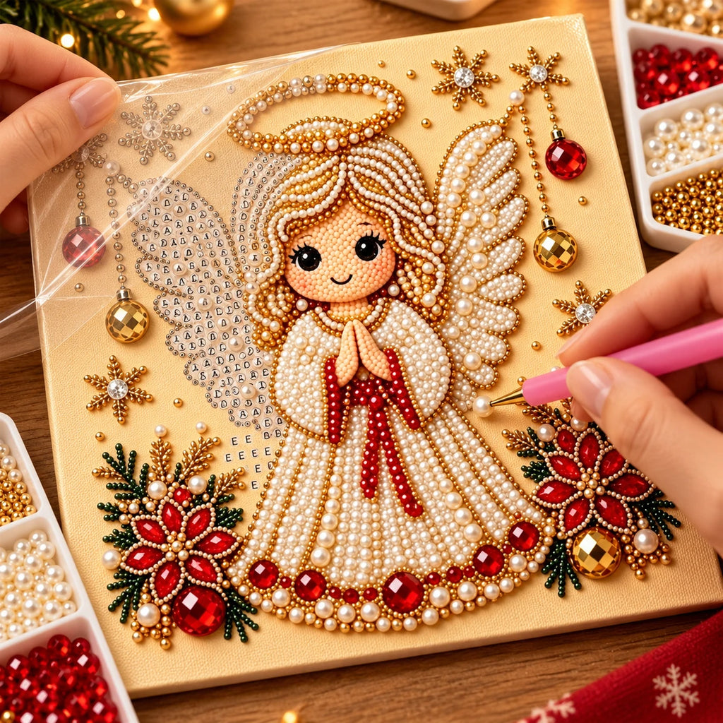 Christmas Angel pearl painting process