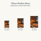 Portrait size guide for the Christmas bakery oven design: 20 × 30, 30 × 40, and 40 × 50 cm