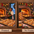 Framed and no-frame comparison for the Christmas bakery oven diamond painting