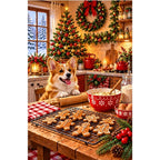 Christmas Baking Kitchen Corgi — original artwork on a clean white background