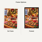 Christmas Baking Kitchen Corgi — No Frame and Framed style comparison