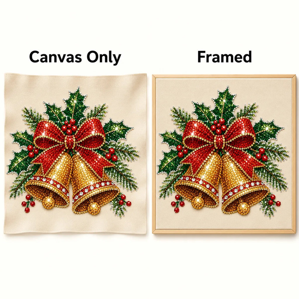 Christmas bells and holly pearl painting style