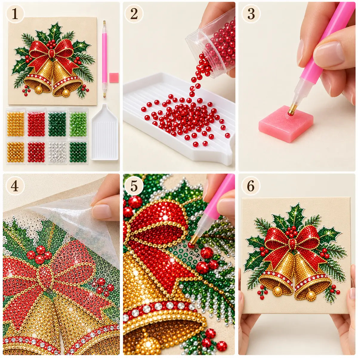 Christmas bells and holly pearl painting tutorial