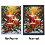 Christmas Candles & Pinecones Diamond Painting Kit frame comparison
