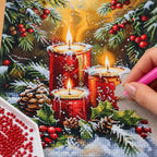 Christmas Candles & Pinecones Diamond Painting Kit process