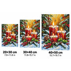Christmas Candles & Pinecones Diamond Painting Kit sizes