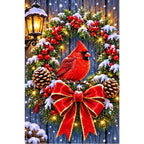 Christmas Cardinal Lantern Wreath — original artwork on a clean white background