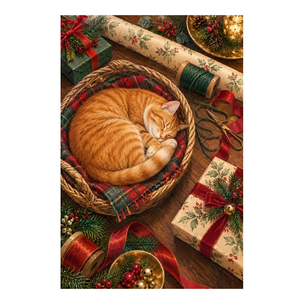 Original Christmas Cat artwork on a white background.