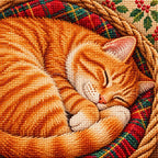 Close-up of drill details in the Christmas Cat diamond painting.