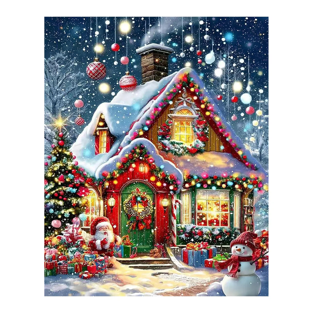 Original artwork showing christmas cottage glow.