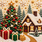 Christmas Cottage pearl painting kit – detail image