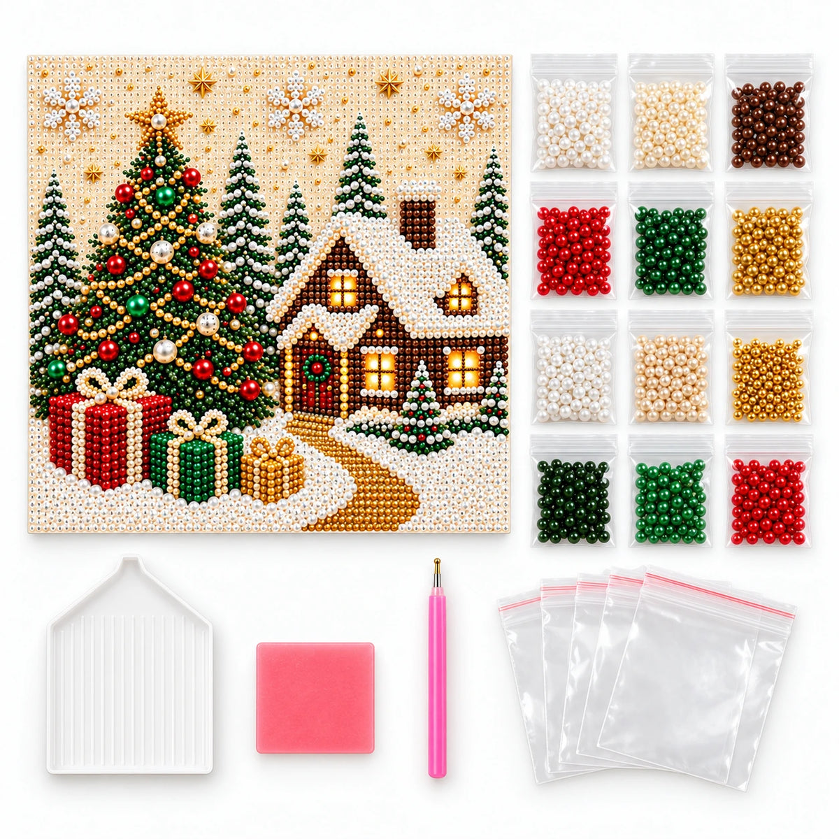Christmas Cottage pearl painting kit – kit image
