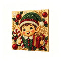 Christmas Elf Gift pearl painting on a cream canvas, finished-effect illustration