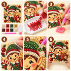 Six-step pearl painting tutorial for the Christmas Elf Gift design.