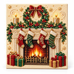 Christmas Fireplace Wreath pearl painting hero