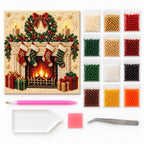 Christmas Fireplace Wreath pearl painting kit
