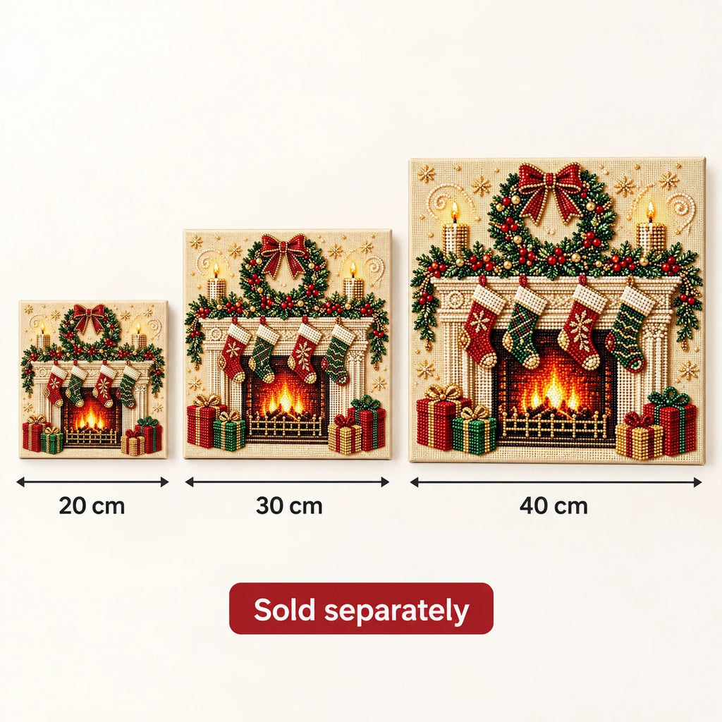 Christmas Fireplace Wreath pearl painting size
