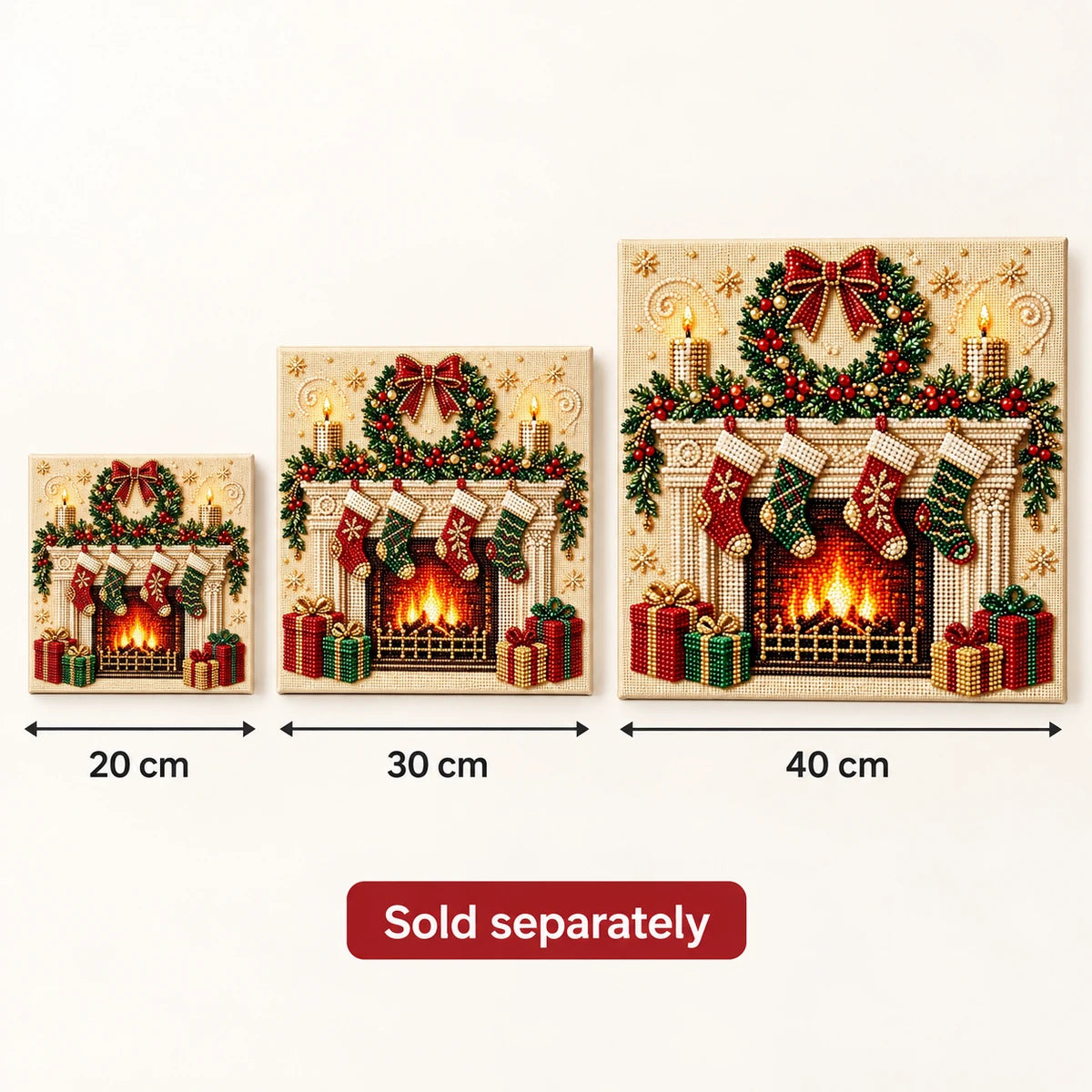 Christmas Fireplace Wreath pearl painting size