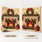 Christmas Fireplace Wreath pearl painting style