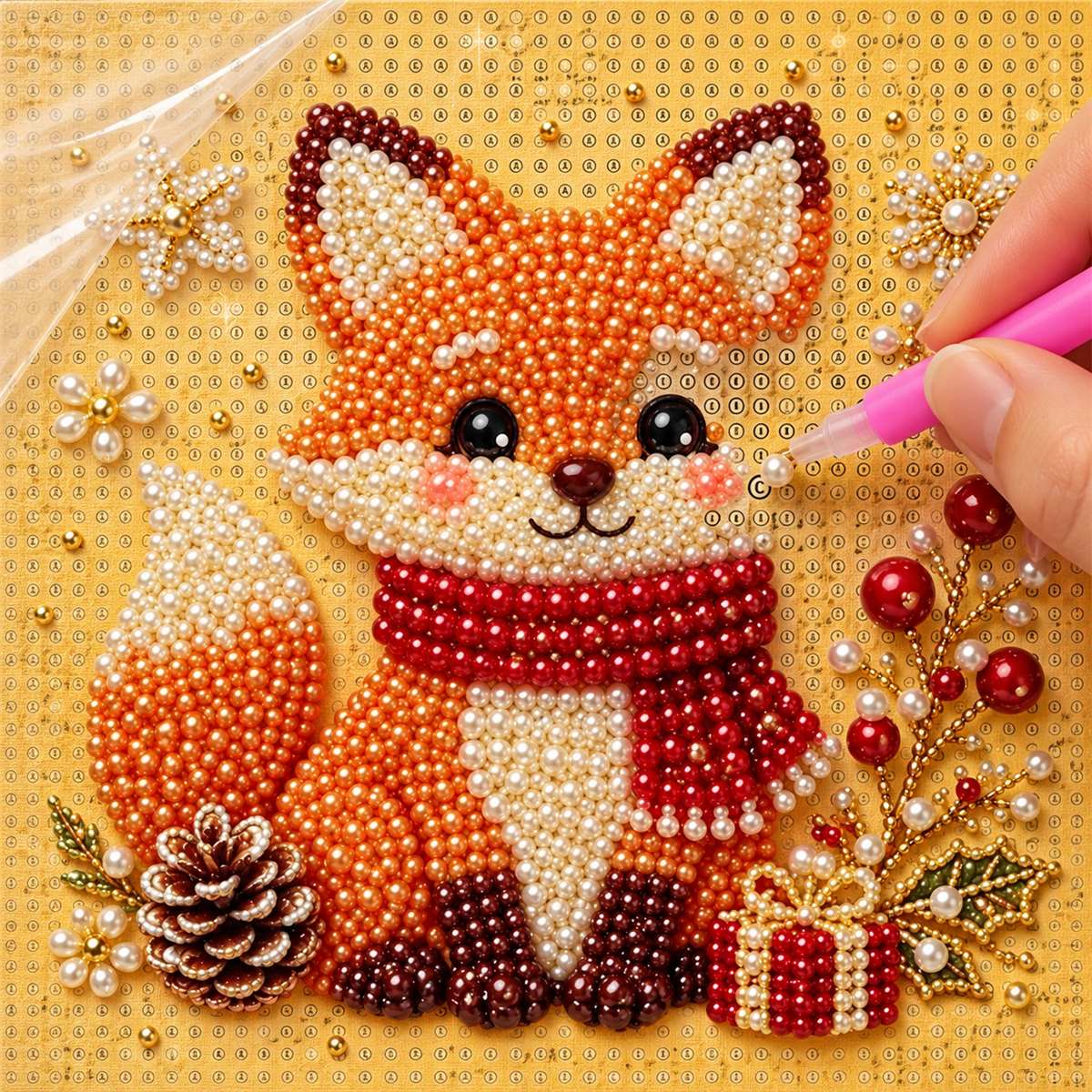 Christmas Fox Pinecone Gift — process image