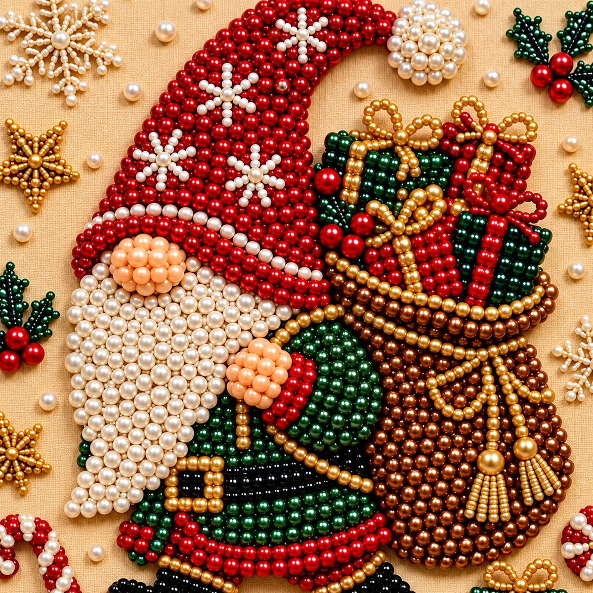 Christmas Gnome Gift Sack pearl painting kit – detail image