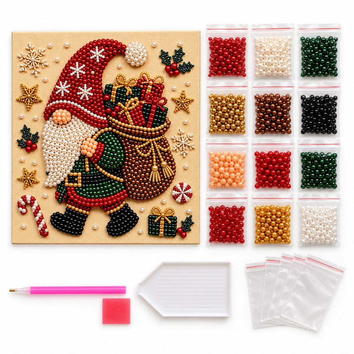 Christmas Gnome Gift Sack pearl painting kit – kit image