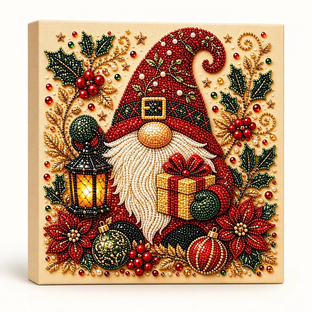 Christmas Gnome Lantern pearl painting hero