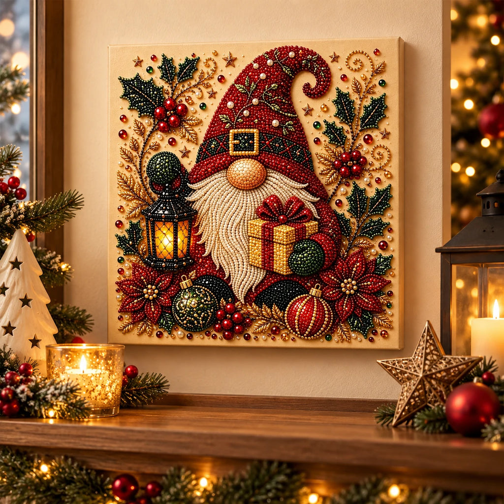 Christmas Gnome Lantern pearl painting room