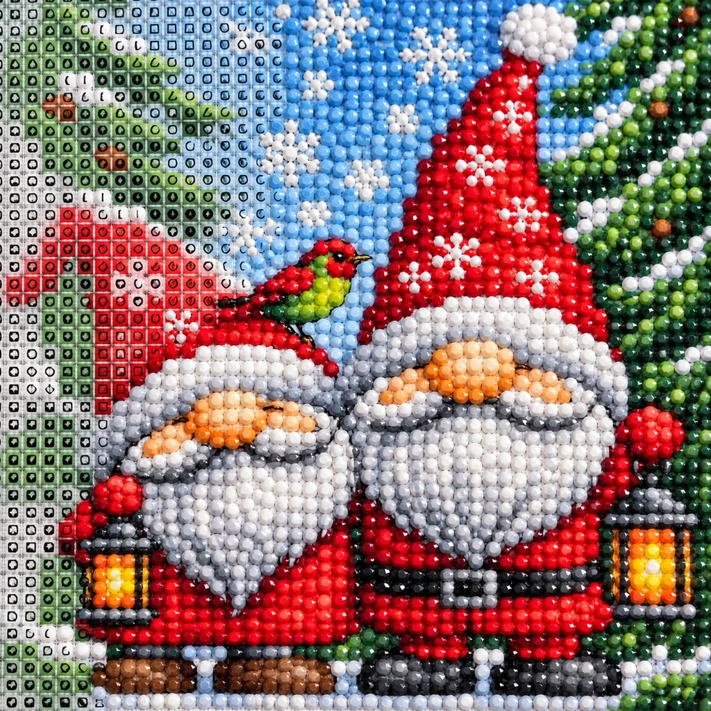 Christmas Gnome Trio Diamond Painting Kit detail