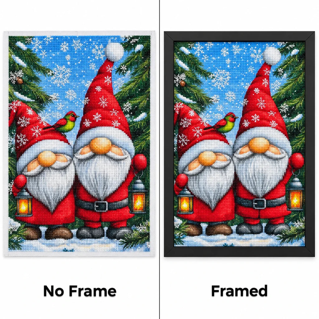 Christmas Gnome Trio Diamond Painting Kit frame comparison