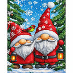 Christmas Gnome Trio Diamond Painting Kit finished diamond artwork on white background