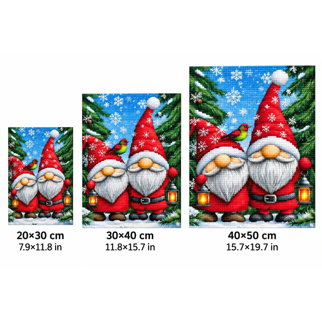 Christmas Gnome Trio Diamond Painting Kit sizes