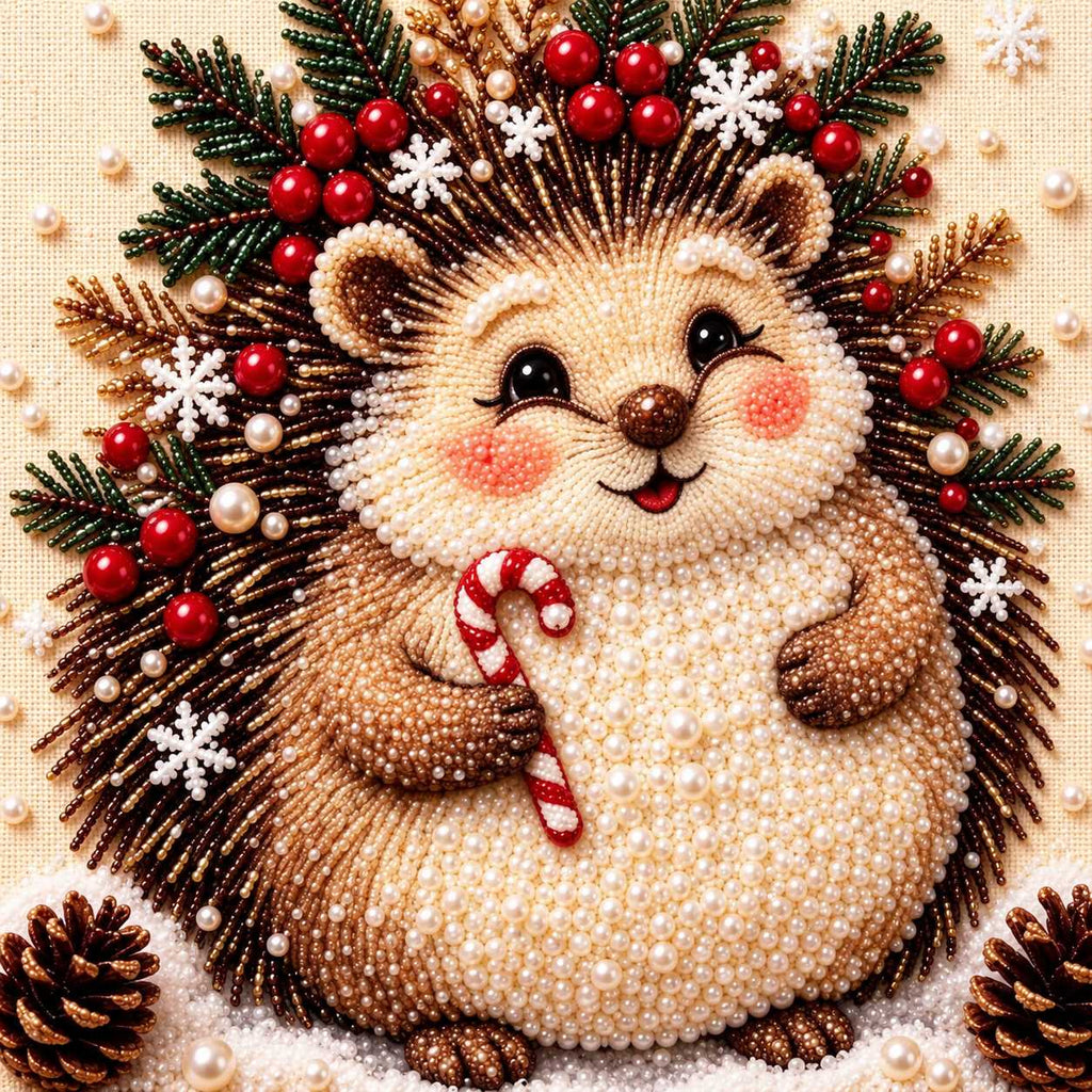Christmas Hedgehog with Candy Cane — detail image
