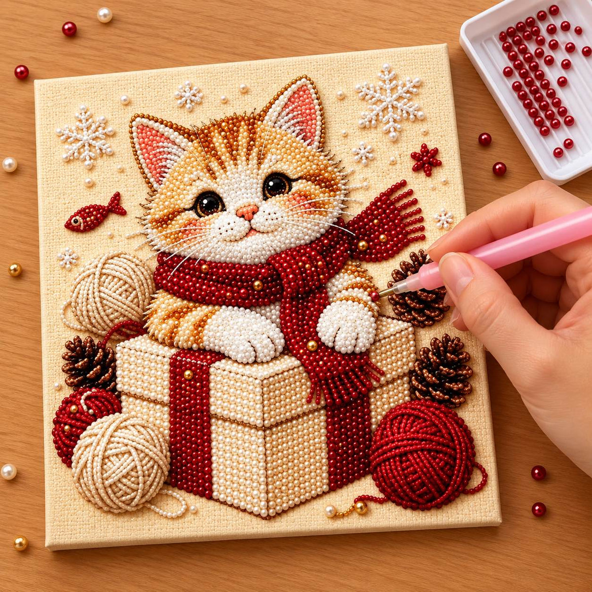 Christmas Kitten Gift Box — process image