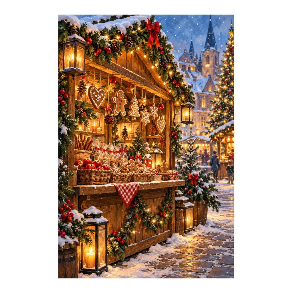 Original Christmas Market artwork on a white background.