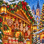 Close-up of drill details in the Christmas Market diamond painting.