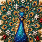 Christmas Peacock Snowflakes — detail image