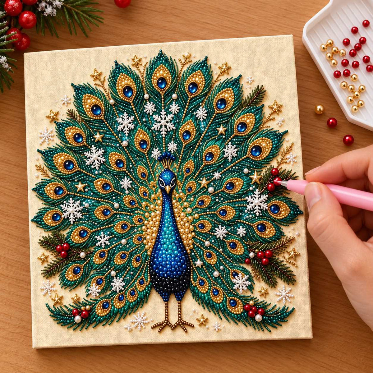 Christmas Peacock Snowflakes — process image