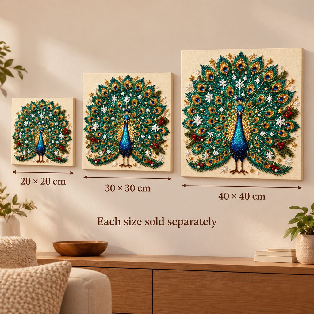 Christmas Peacock Snowflakes — size image