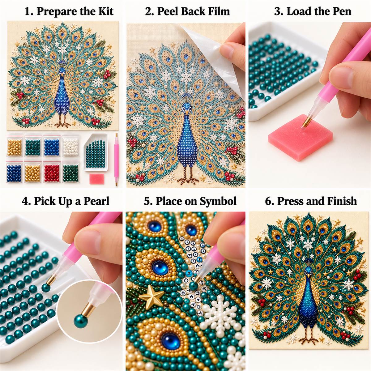 Christmas Peacock Snowflakes — tutorial image