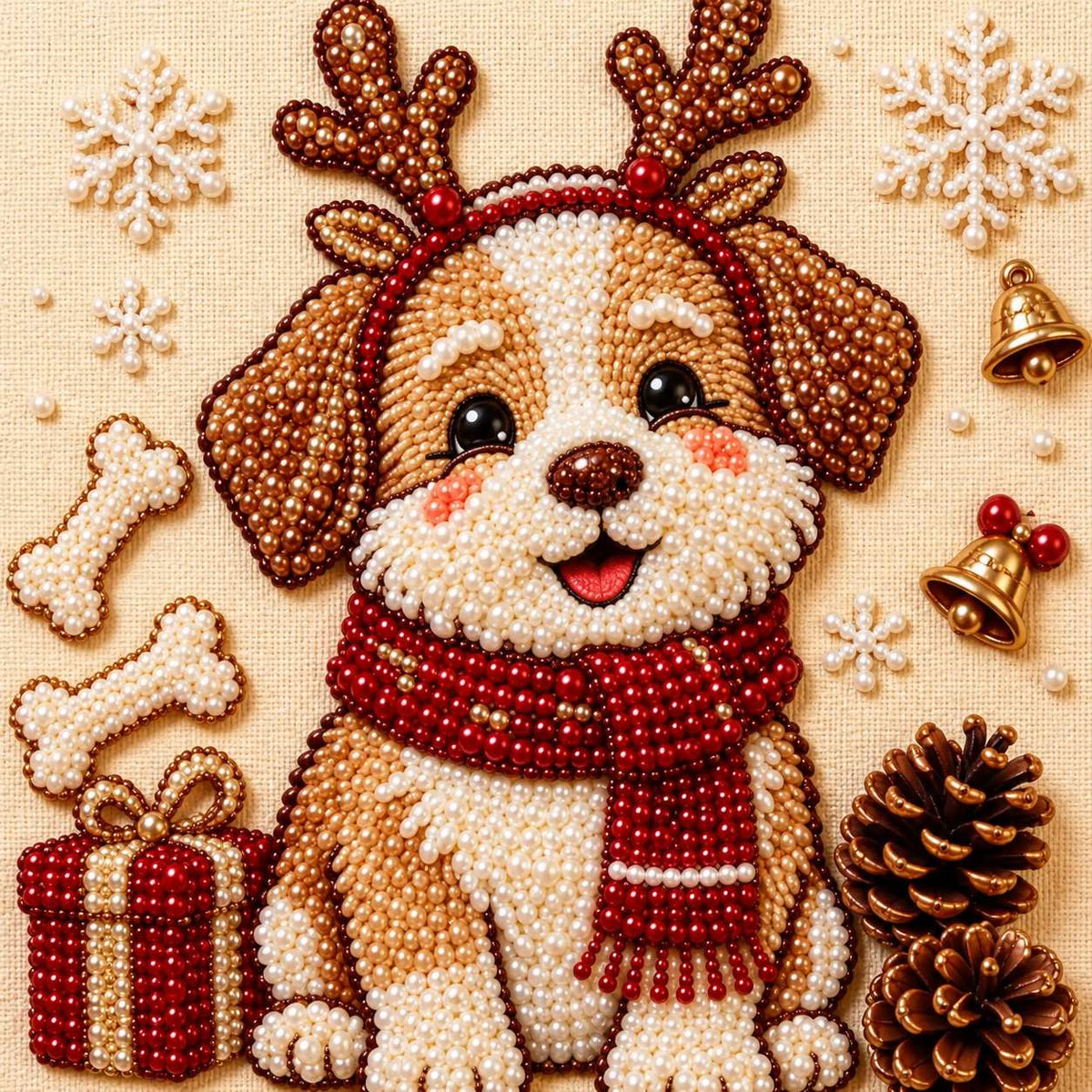 Christmas Puppy with Antlers — detail image