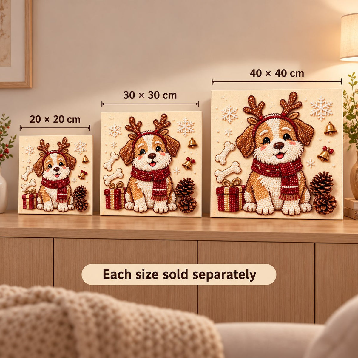 Christmas Puppy with Antlers — size image