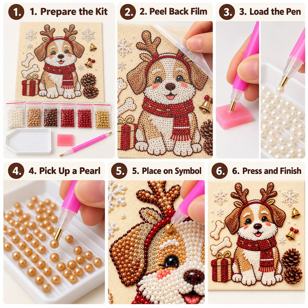 Christmas Puppy with Antlers — tutorial image
