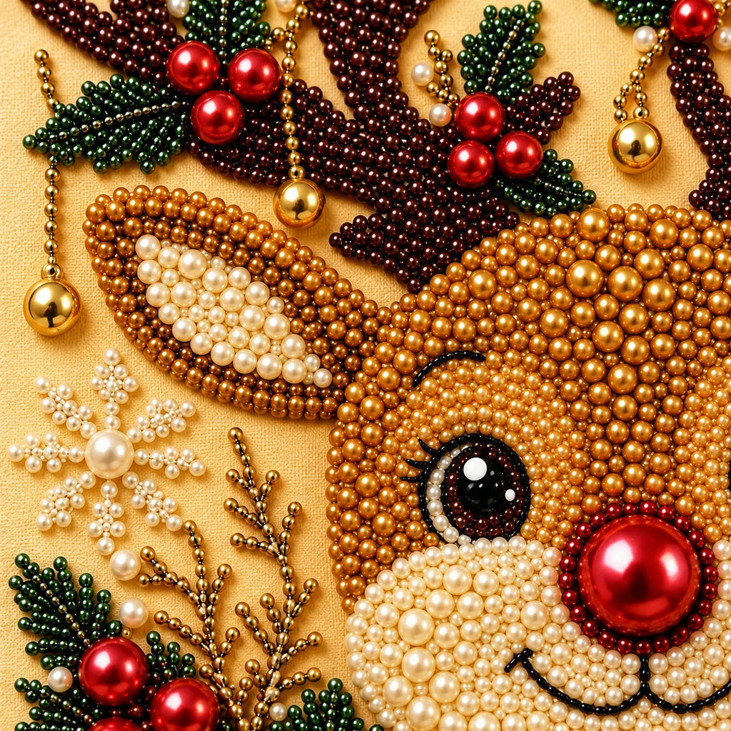 Christmas Reindeer pearl painting detail