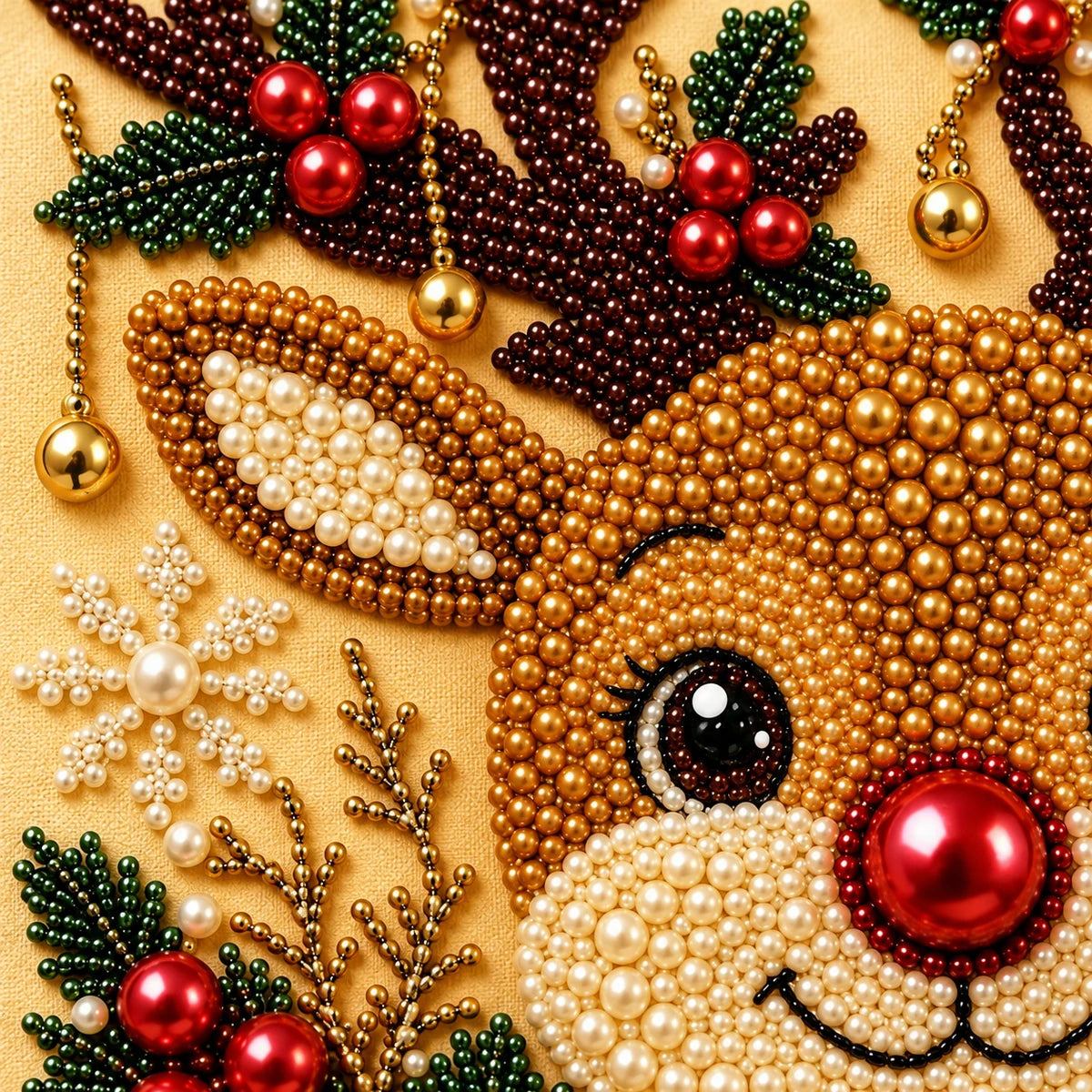 Christmas Reindeer pearl painting detail